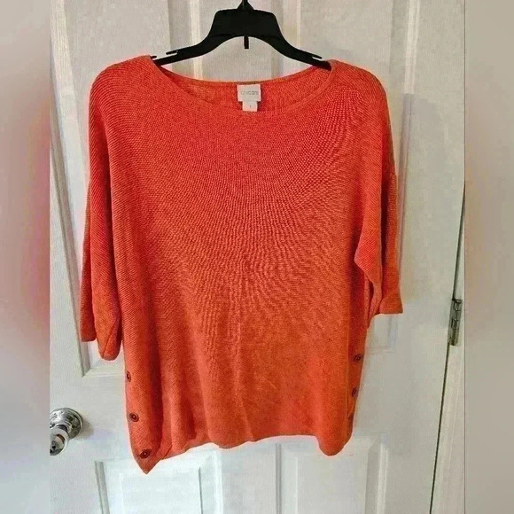 Chico's Orange Tunic Petite Size 1 (S) - Picture 1 of 6